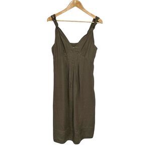 Jigsaw Women's Linen Brown Babydoll Midi Lightweight Dress, 10